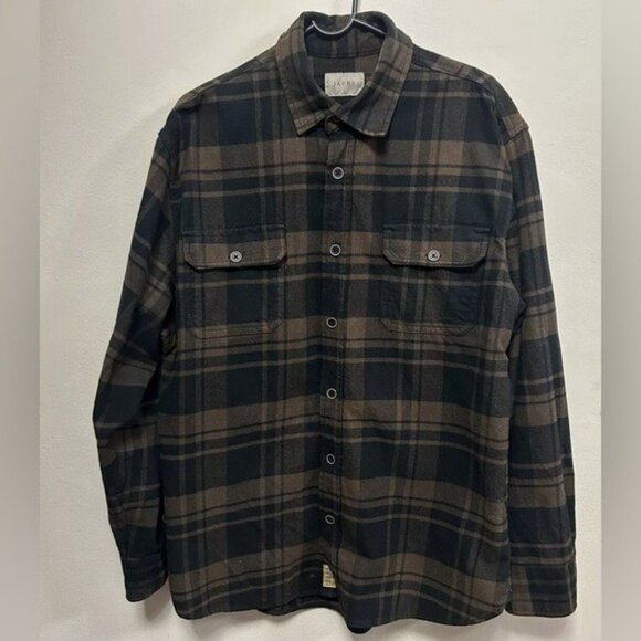 Jachs Brown Plaid 100% Cotton Flannel Shirt Jacket Shacket Size Medium - Picture 3 of 6